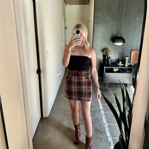 Mango Plaid Skirt